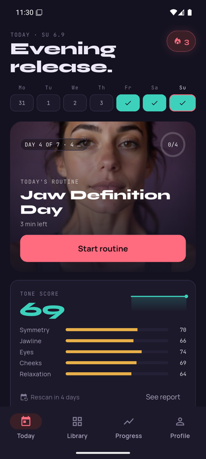 ToneFace daily plan screen