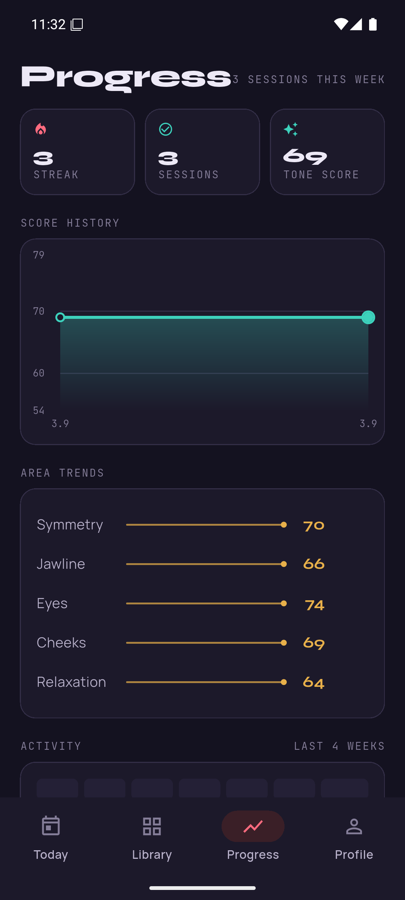 Progress and score history